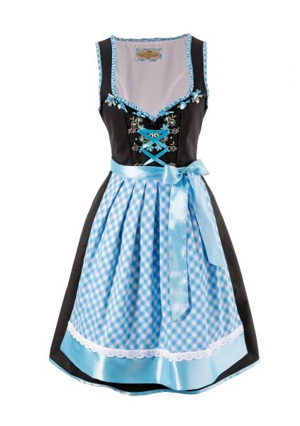B-Ware / 2. Wahl - Dirndl midi 60 cm schwarz/hellblau 2tlg. Wolperdinger