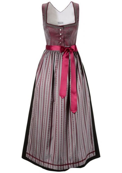 Dirndl Designerdirndl lang 97cm Fernbirchen rot silber schwarz Hannah Collection