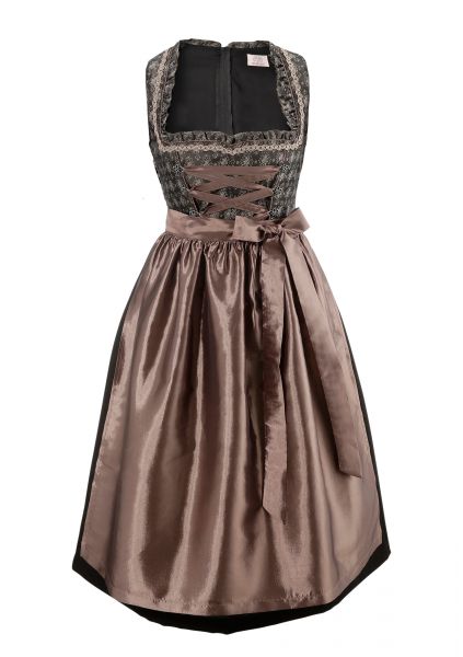 B-Ware / 2. Wahl - Dirndl midi 70 cm Eybburg braun schwarz Trachtenset 2-tlg. Naber Collection