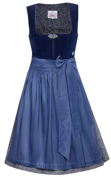 Dirndl midi 65 cm Elisabeth azurblau blau dunkelblau Samt Marjo