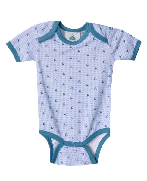 B-Ware / 2. Wahl Baby Trachtenbody Spitzau blau Hirsch Isar Tracht