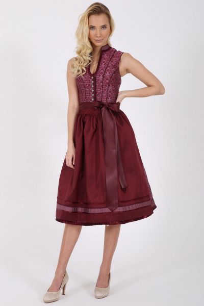 B-Ware / 2. Wahl - Dirndl Sabrina midi 70 cm rot bordeaux Krüger