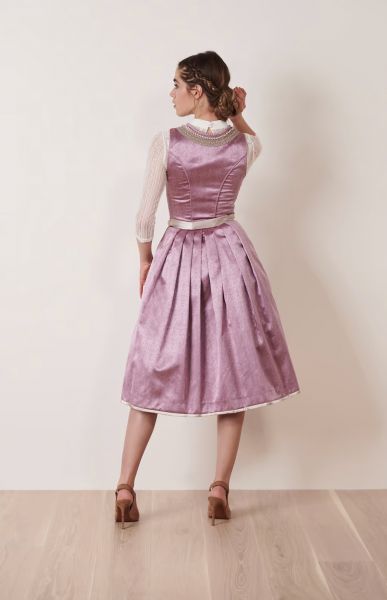 Kelliar Dirndl Für Damen – Midi-Trachtenkleid In Rosa Mit Spitzenschürze | Größen 34-44, Rocklänge 60 Cm