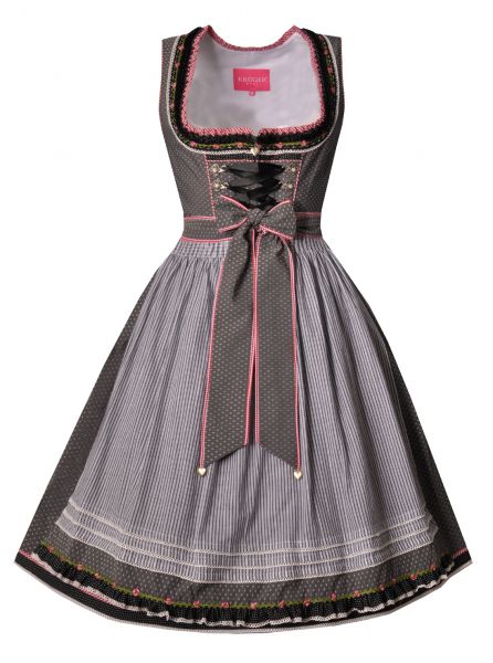 Dirndl mini 58cm Trillhof grau rot schwarz Krüger