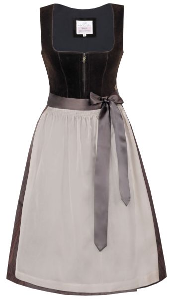 Dirndl midi 65 cm Bidingen lakritz dunkelbraun braun taupe Marjo