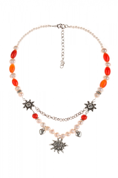 Dirndlkette Heretsried Edelweiß orange Perlen