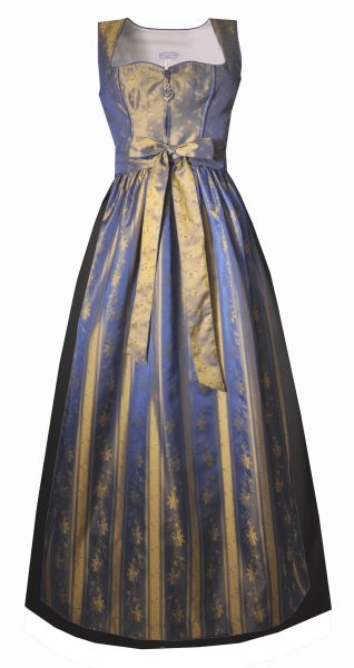 Dirndl Designerdirndl lang 93cm Rauchenberg gold blau schwarz Hannah Collection