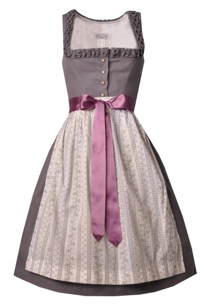 B-Ware / 2. Wahl - Dirndl midi 63cm Mariakirchen grau flieder weiß Hannah Collection