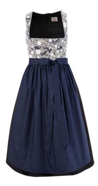 B-Ware / 2. Wahl - Dirndl 70cm midi Unterkarpfsee blau weiß 2-tlg Naber Collection