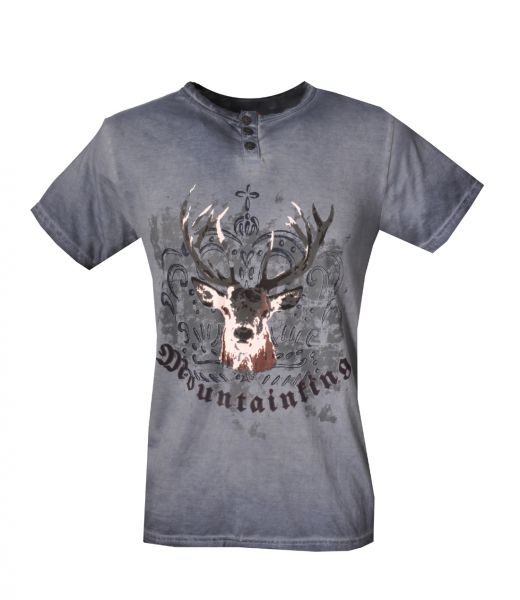 Trachtenshirt Lars indigo blau Hirschmotiv Lekra
