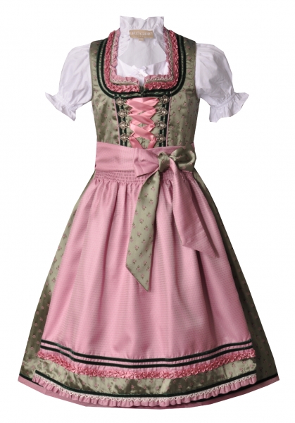 Kinderdirndl Set Trappstadt grün rose Trachtenset 3-tlg. Krüger