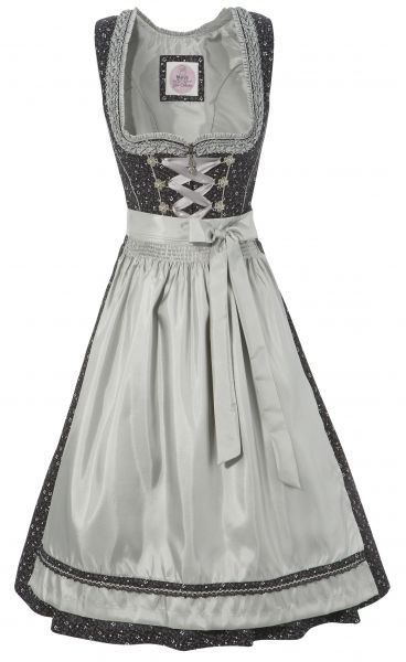 B-Ware / 2. Wahl - Dirndl mini 58cm Gertie schwarz silber Marjo