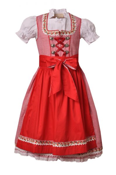 Kinderdirndl Set Staudach rot Trachtenset 3-tlg. Krüger Kids
