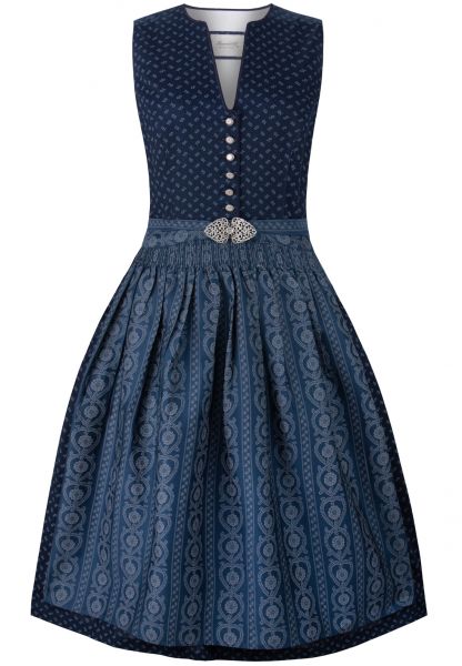 B-Ware / 2. Wahl - Dirndl midi 70 cm Ellie dunkelblau blau Stockerpoint