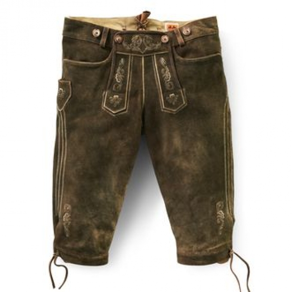 Lederhose Kniebund Florian Bock Holz/braun Stegträger Maddox