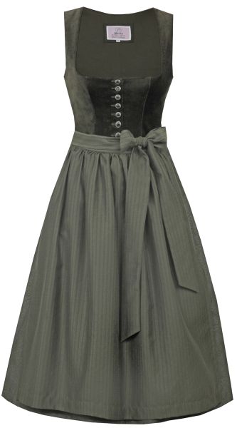Dirndl lang 70 cm Nußdorf olive grün dunkelgrün Samt Marjo