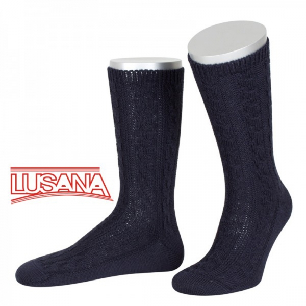 Trachtensocken marine Zopfmuster Lusana