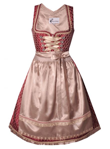 Dirndl Designerdirndl midi 67 cm Kirchhaslach rot beige Bayer Madl