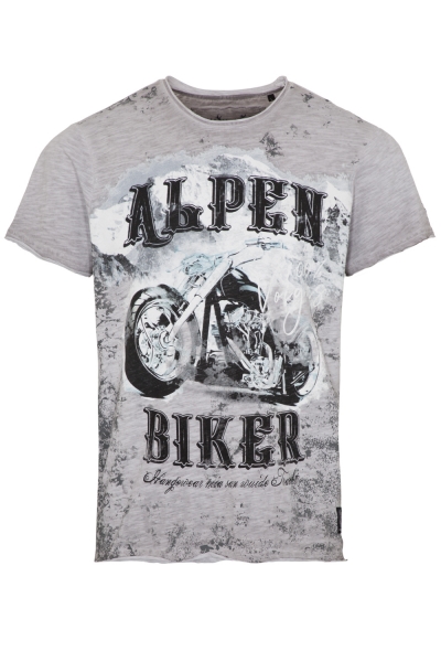 Herren Trachtenshirt Clint Alpenbiker grau Hangowear