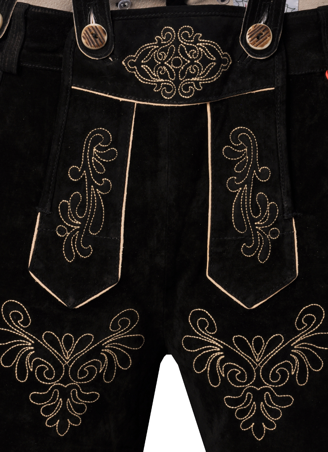 Herren schwarz lederhose kniebund Almbock Lederhose