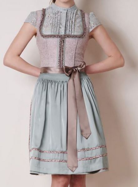 Dirndl midi 60cm Varija rosa grau mit Schürze Krüger