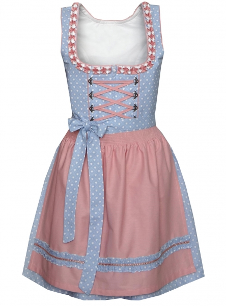Dirndl mini 50 cm Oberschönegg blau hellblau rosa