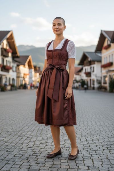 Dirndl midi 60 cm Gilla bordeaux rot Bergweiss