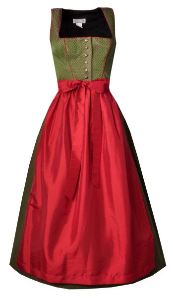 Dirndl Designerdirndl lang 85 cm Rappendorf grün rot Hannah Collection