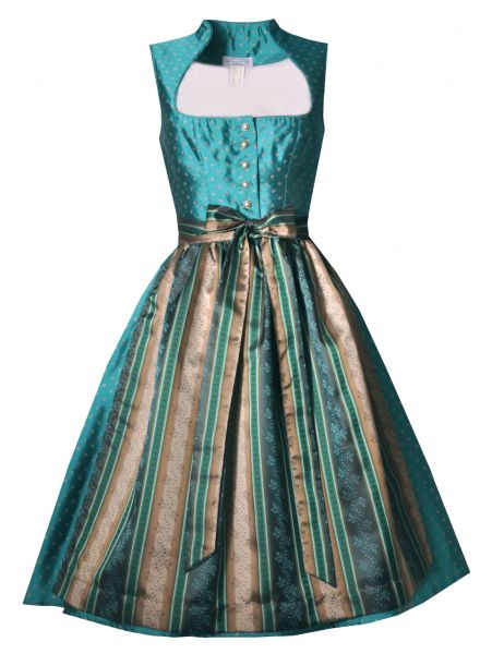 B-Ware / 2. Wahl Dirndl midi 63cm Gaißa petrol braun grün Hannah Collection