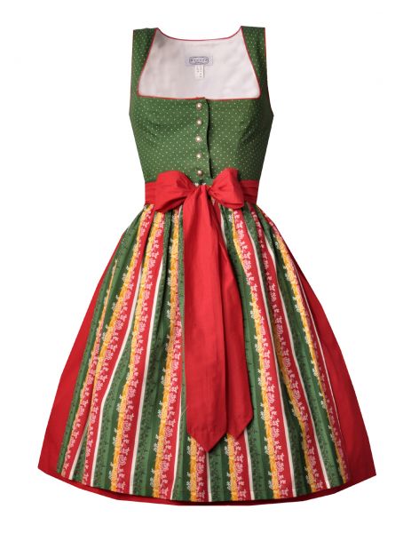 Dirndl midi 60cm Hafenöd grün rot gelb Hannah Collection