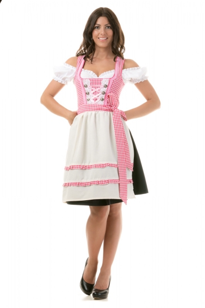 Dirndl midi 60 cm Oberndorf pink Karo Trachtenset 3-tlg.