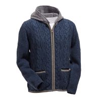 Maddox Trachten Strickjacke Hochstaufen Kapuze Herren indigo blau  Maddox Trachten Strickjacke Hochstaufen Kapuze Herren indigo blau
