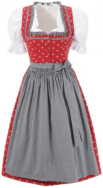 Dirndl 70 cm Angerhof rot blau Trachtenset 3-tlg. Naber Collection