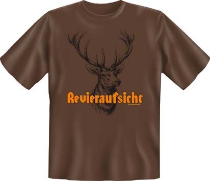 Trachtenshirt Jagdshirt Revieraufsicht braun T-Shirt