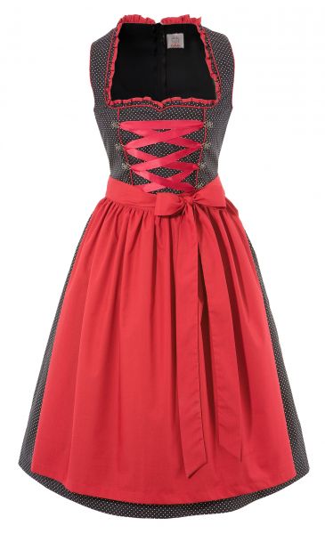 Dirndl 2-tlg. midi 60cm Salmanskirchen schwarz rot Naber Collection