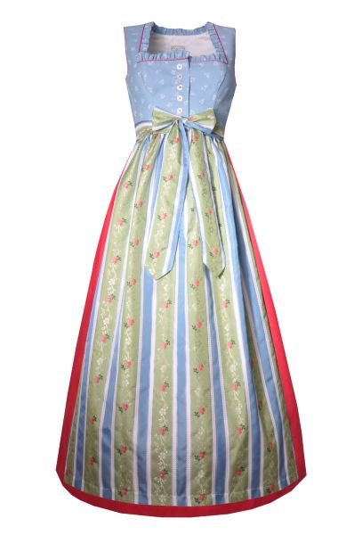 Dirndl Designerdirndl lang 94cm Tötzham blau grün rot Hannah Collection