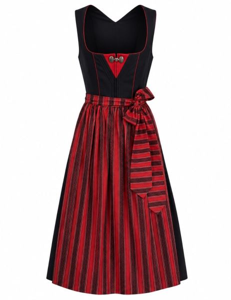 Dirndl Gastro lang 84 cm Biberbach schwarz rot Krüger