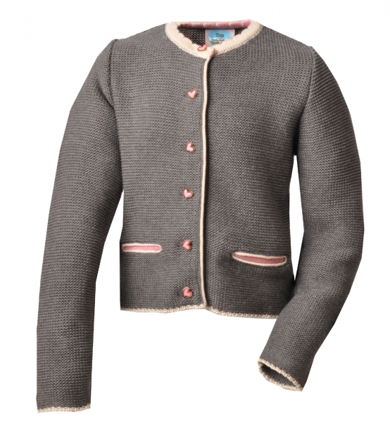 Kinder-Strickjacke Chrisi grau meliert creme Turi