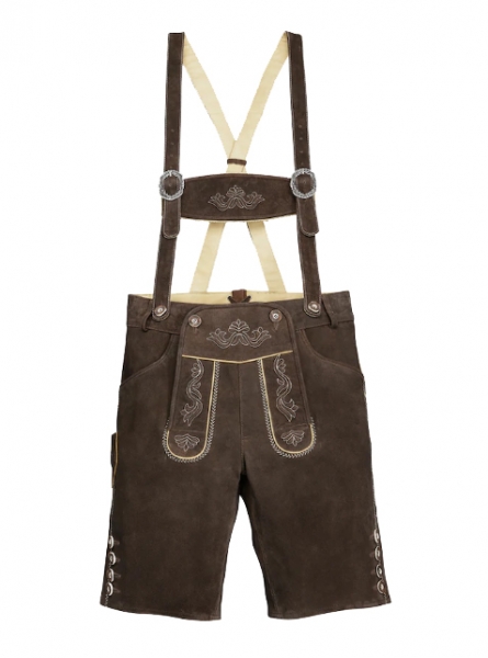 B-Ware / 2. Wahl - Lederhose kurz Mönchberg dunkelbraun braun mit Träger Country Line