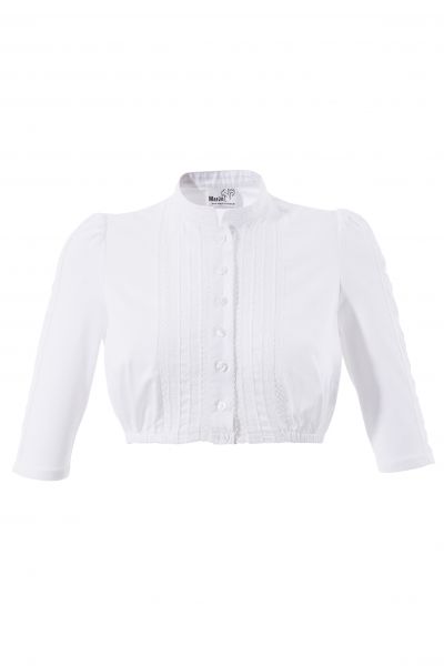B-Ware / 2. Wahl - Dirndlbluse Madlen weiß 3/ 4 Arm Stehkragen Marjo