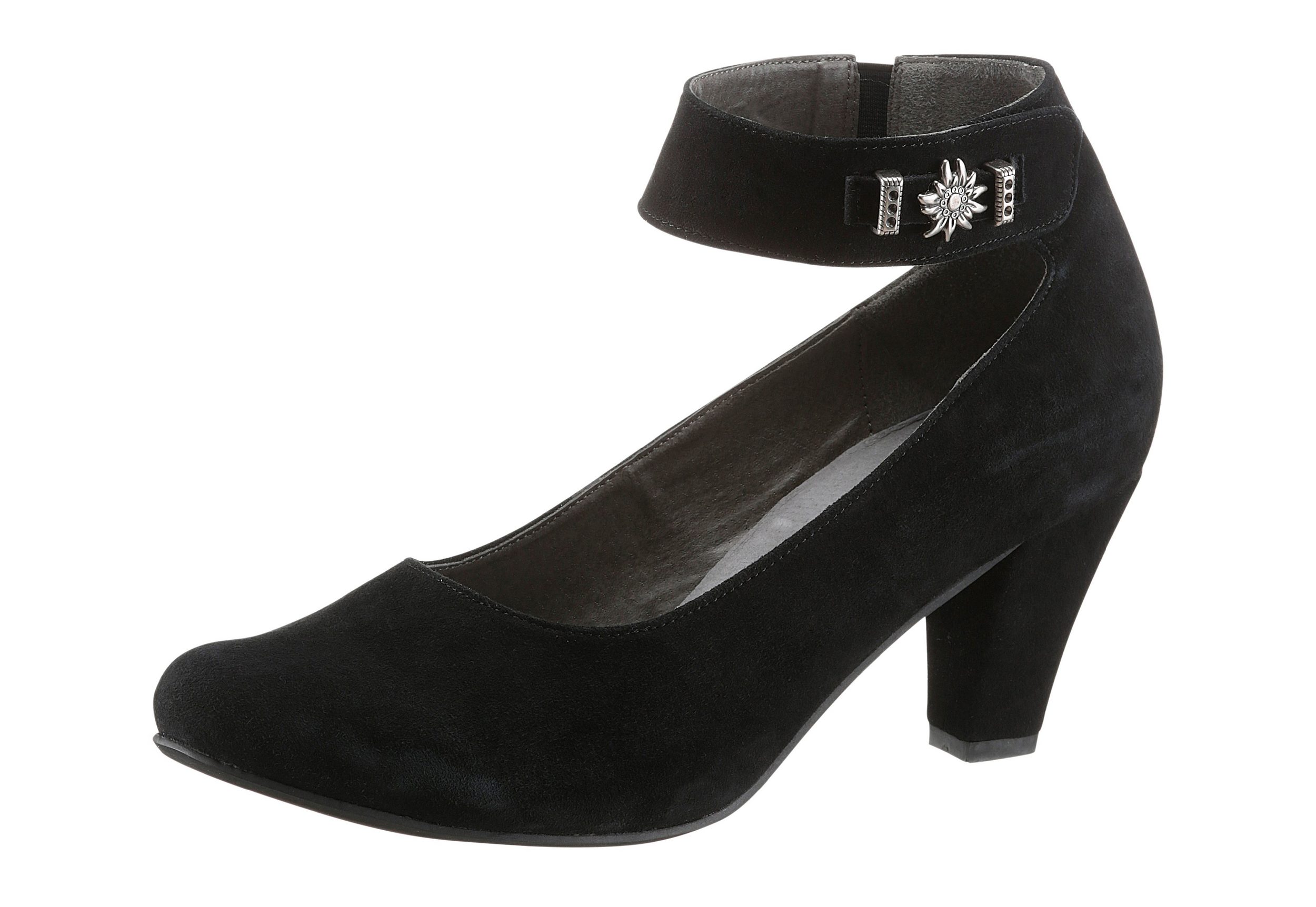 Damen Trachtenschuhe Schwarz - Elegante Pumps Mit Absatz Für Hochzeit