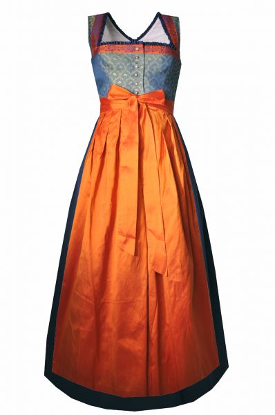 B-Ware / 2. Wahl - Dirndl Designerdirndl lang 93cm Geierberghof orange blau grün Hannah Collection