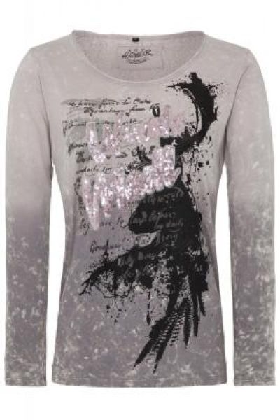Trachtenshirt Damen Chloe grau Langarm Hangowear