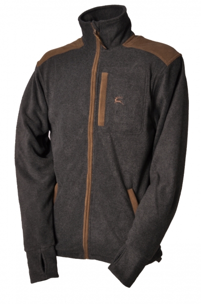 Fleecejacke Jagdjacke Forstjacke Mauern anthrazit/braun OS Trachten