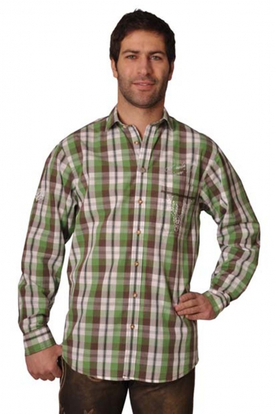 Trachtenhemd Levin grün Karo Langarm OS Trachten