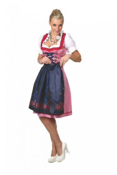 Dirndl midi 60 cm DESIGNER pink/blau Fuchs