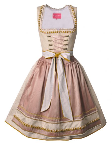 Dirndl midi 60 cm Wimpersing natur altrosa senf Krüger Madl