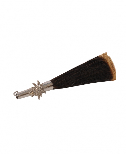Gamsbart Dunkelbraun mit Edelweißhülse 8 cm
