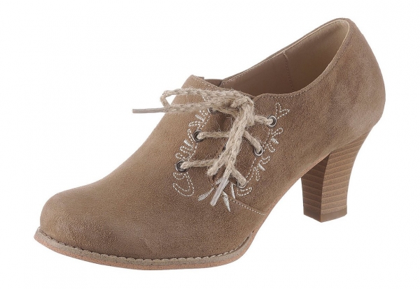 B-Ware / 2. Wahl - Trachtenpumps Schnürschuhe Ruderting Haferl braun Hirschkogel