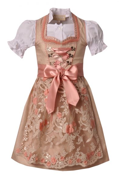 Kinderdirndl Set Stelzenöd beige apricot Trachtenset 3-tlg. Krüger Kids